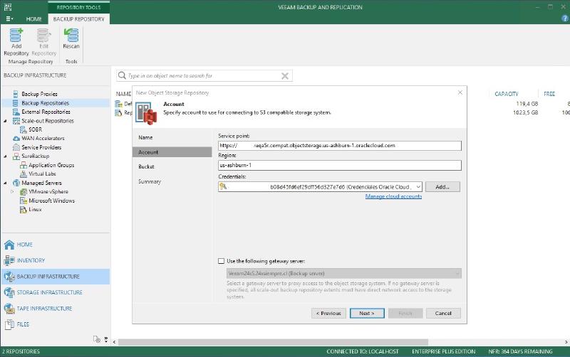 Veeam Capacity Tier           Oracle Cloud Object Storage — O C R E P O 3