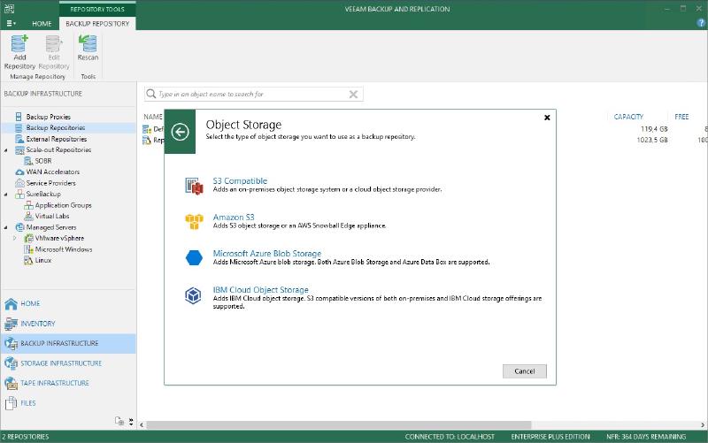 Veeam Capacity Tier           Oracle Cloud Object Storage — O C repo 1