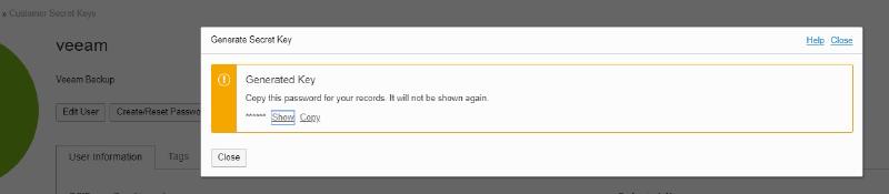 Veeam Capacity Tier           Oracle Cloud Object Storage — O Ckeys 3