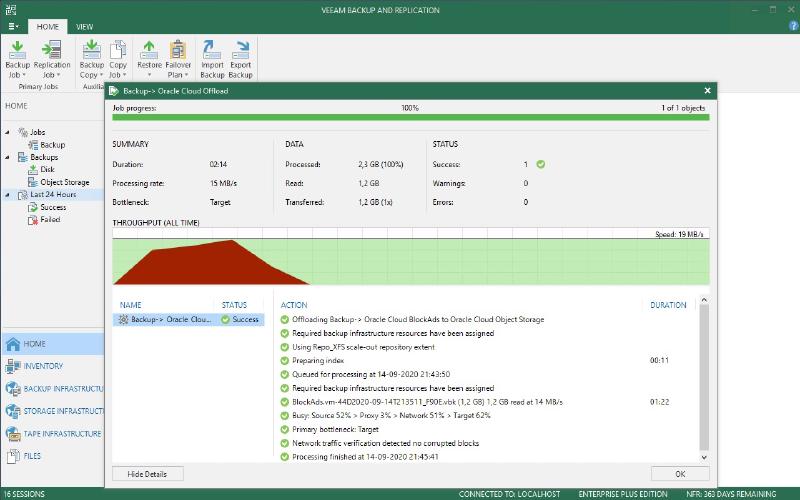 Veeam Capacity Tier           Oracle Cloud Object Storage — S O B R offl