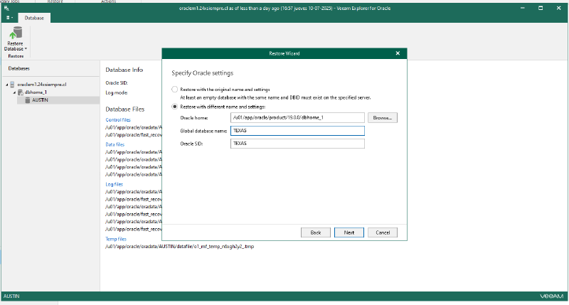 Veeam Explorer Oracle RMAN — captura 23