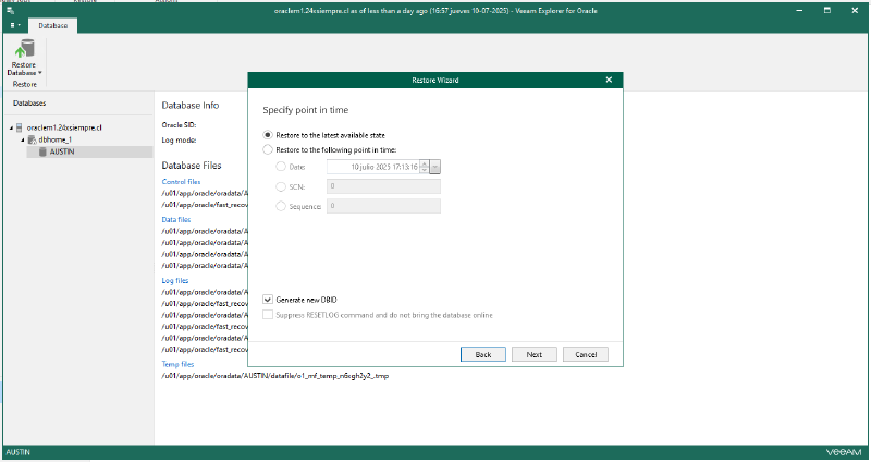 Veeam Explorer Oracle RMAN — captura 24