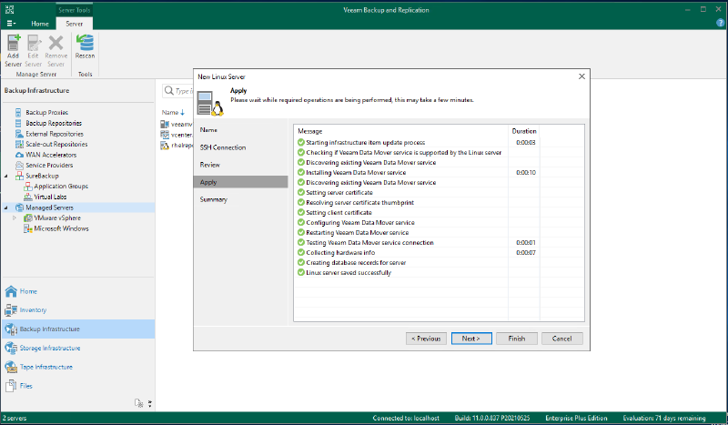 Veeam Immutable Repository con Red Hat Enterprise Linux — captura 15
