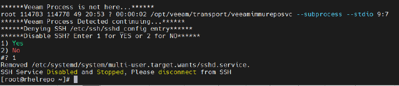 Veeam Immutable Repository con Red Hat Enterprise Linux — captura 16
