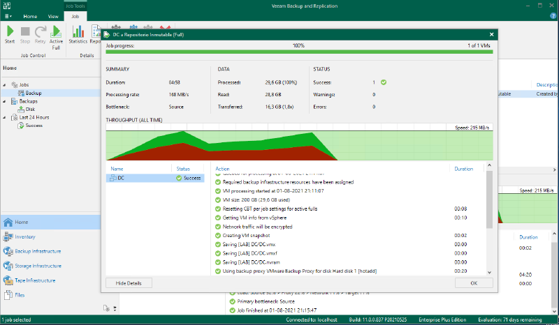Veeam Immutable Repository con Red Hat Enterprise Linux — captura 23