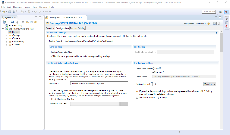 Veeam Plugin SAP HANA — captura 1