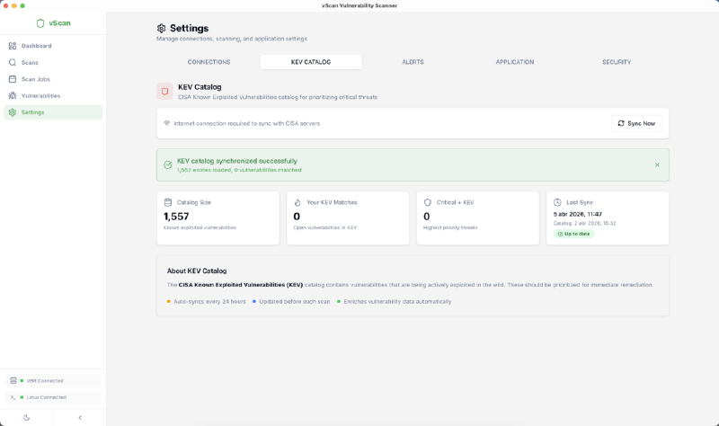 vScan Vulnerability Scanner 2.0 — kevcatalog