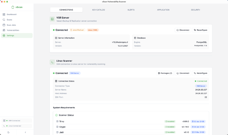 vScan Vulnerability Scanner 2.0 — detailsconnections